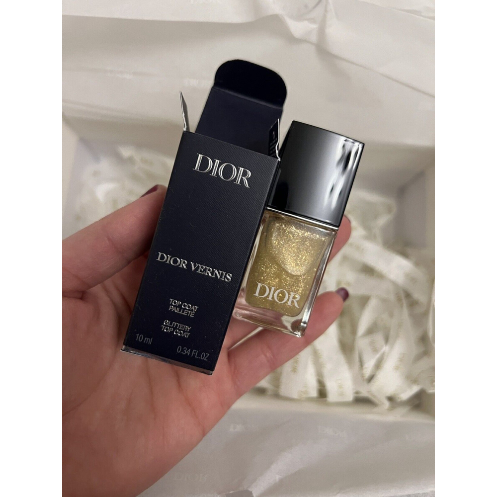 DIOR VERNIS 218 Dorure GLITTERY GOLD TOP COAT NAIL 10ML New Limited Edition